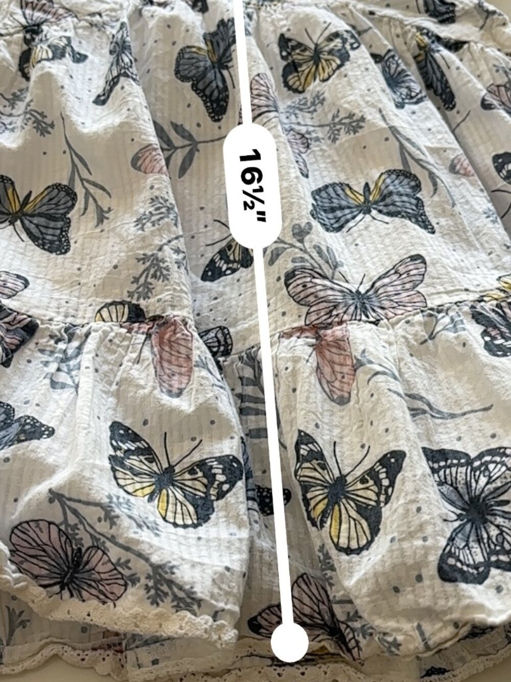 Catherine Malandrino Butterfly Print Gauze Flutter Sleeve Tiered Dress Girls 3T - Picture 6 of 7